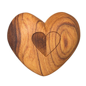 Herz aus Olivenholz "Herz halb-halb" Herz aus Olivenholz "Herz halb-halb"