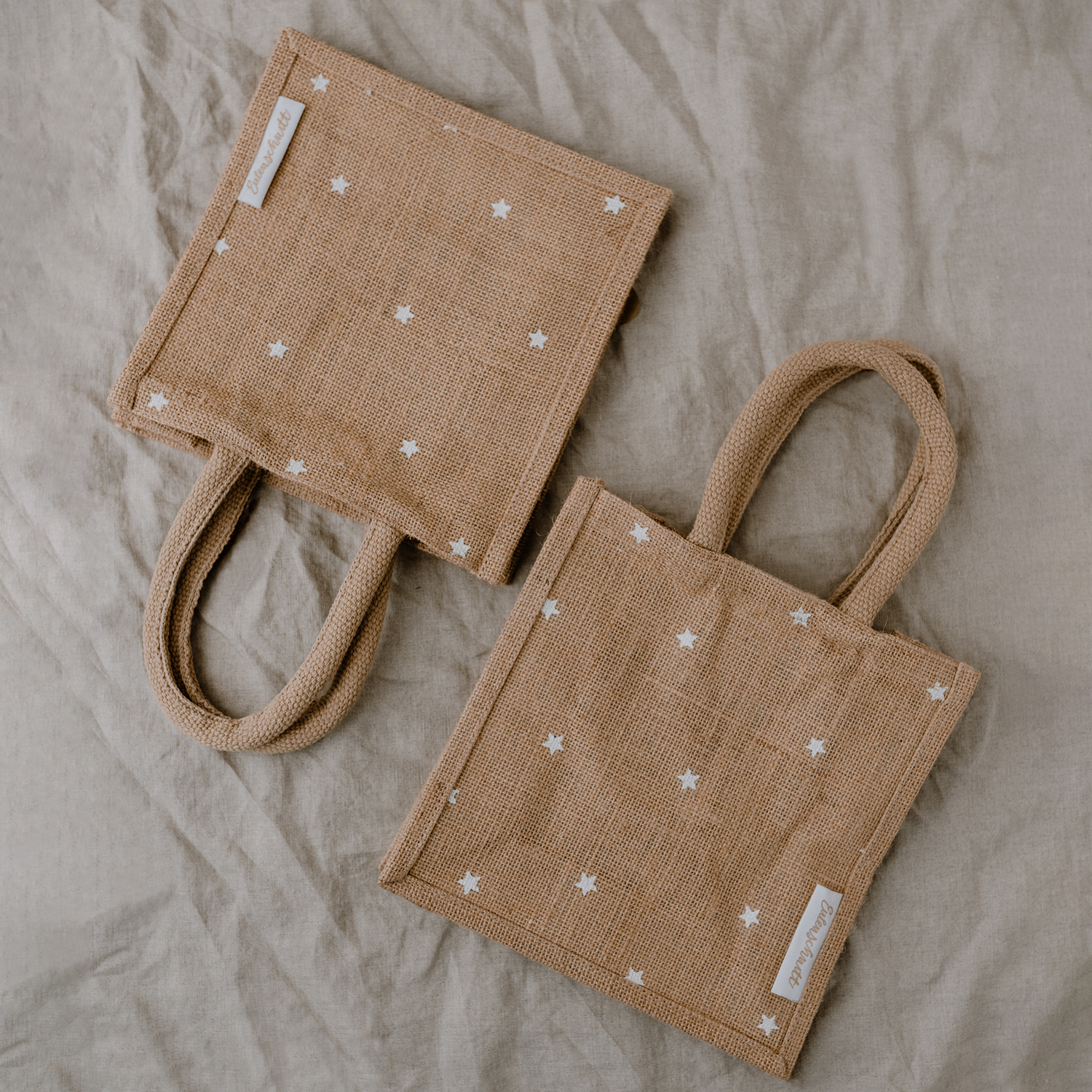Mini Jute Shopper "kleine Sterne" 2er-Set