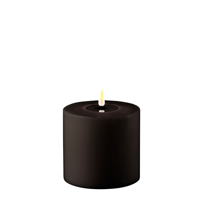 LED Stumpkerze schwarz "Outdoor" 10 x 10 cm