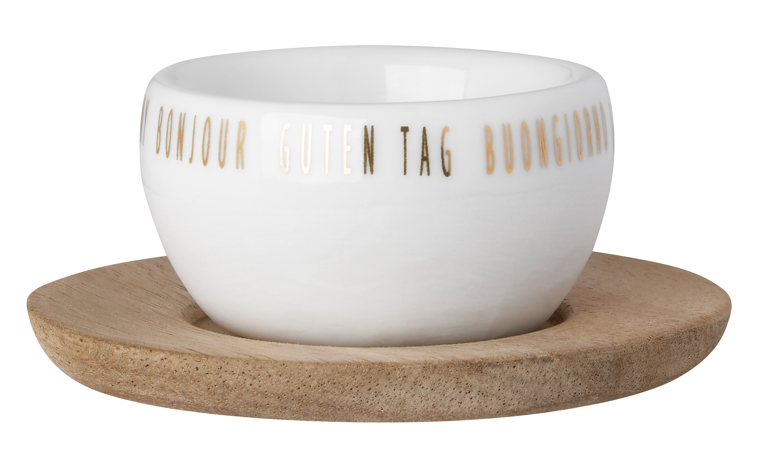 Eierbecher mit Unterteller "Guten Tag"