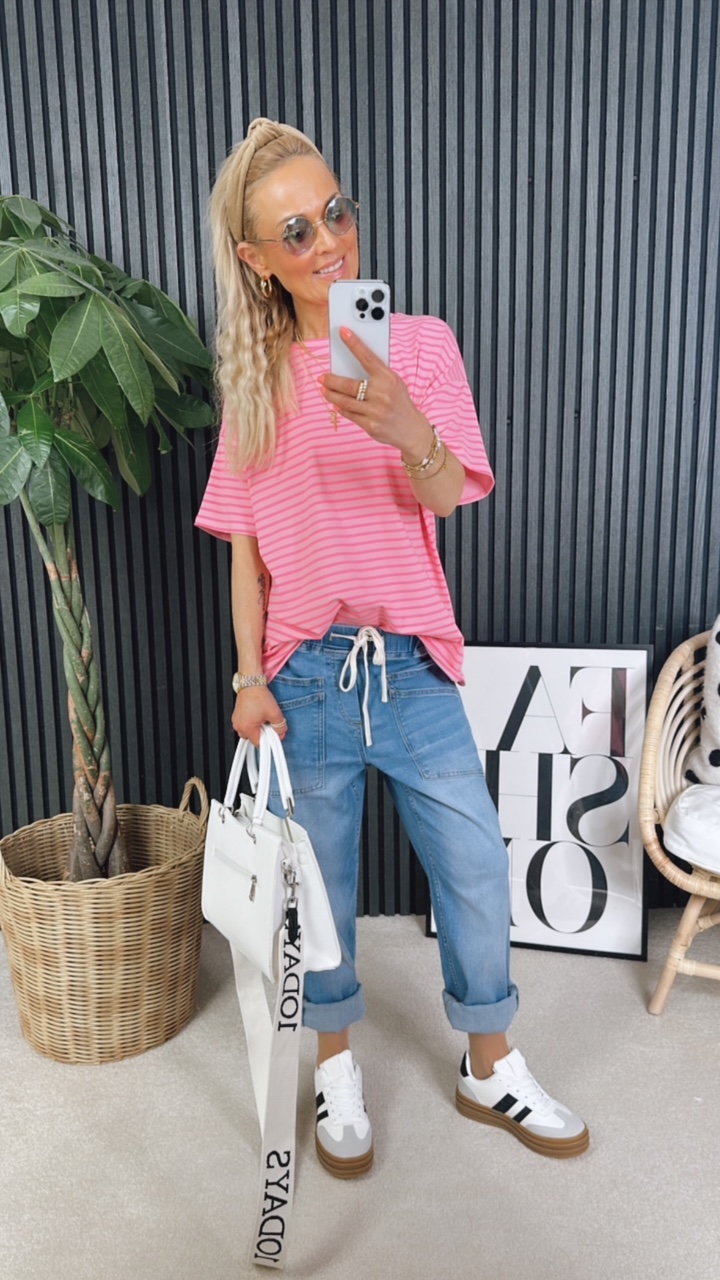 T-Shirt „Happy Neon Stripe“