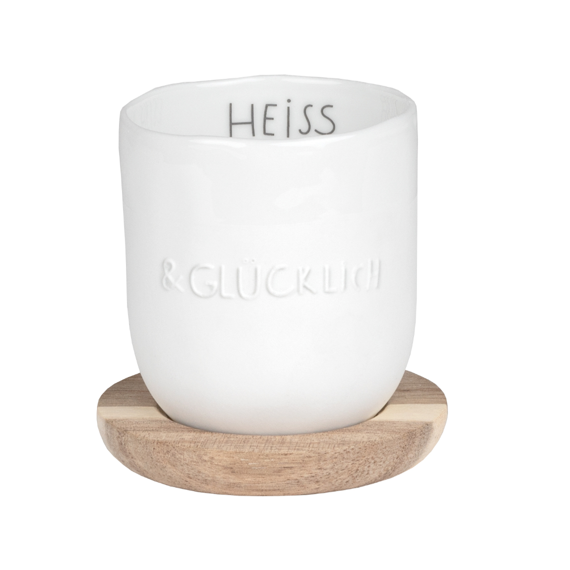 Kleiner Becher "Heiss & Glücklich"