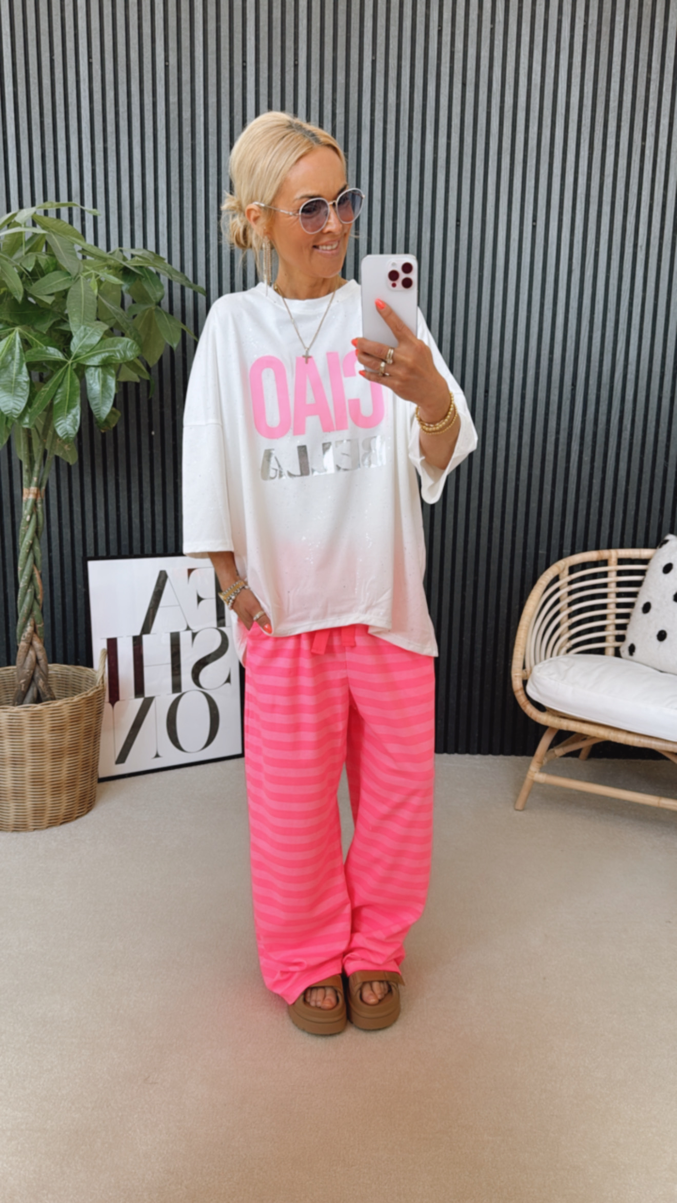 T-Shirt mit Glitzer "Ciao Bella"