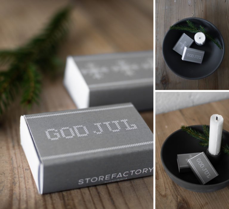 Streichhölzer "God Jul" gestickte Optik