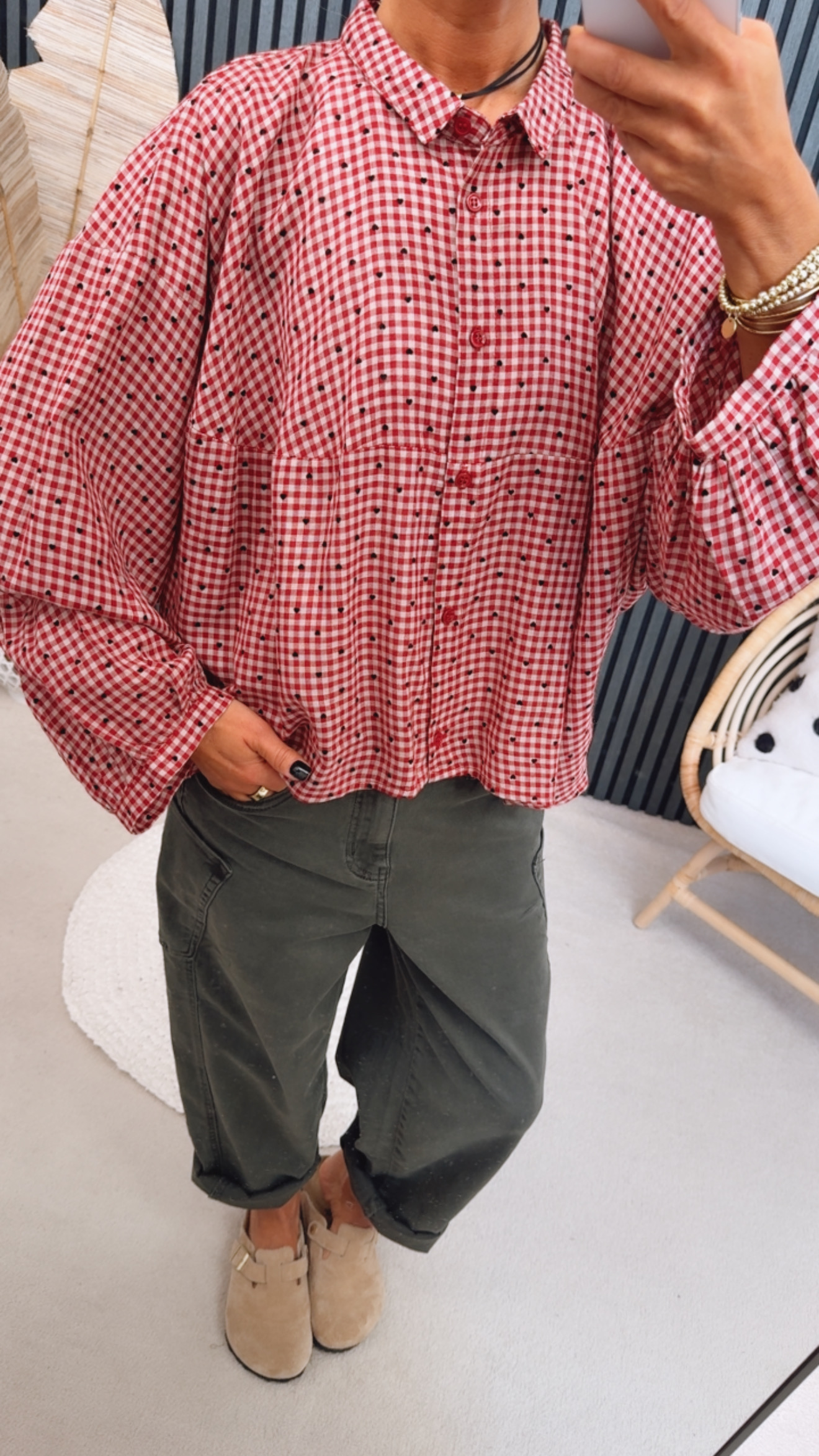 Bluse "Red and Dots"
